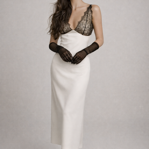 Elise Maxikleid aus Satin mit Spitzenbesatz