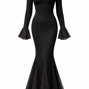 ODETTE GOWN — Off-Shoulder Mermaid with Bell Sleeves