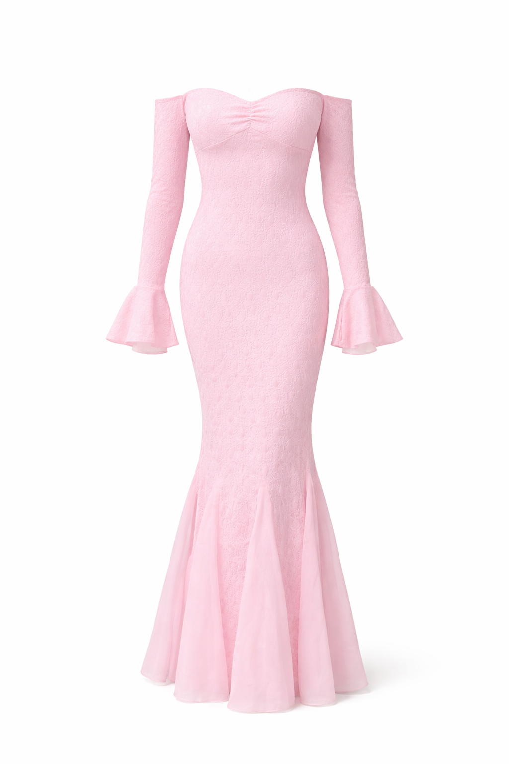 ODETTE GOWN — Off-Shoulder Mermaid with Bell Sleeves