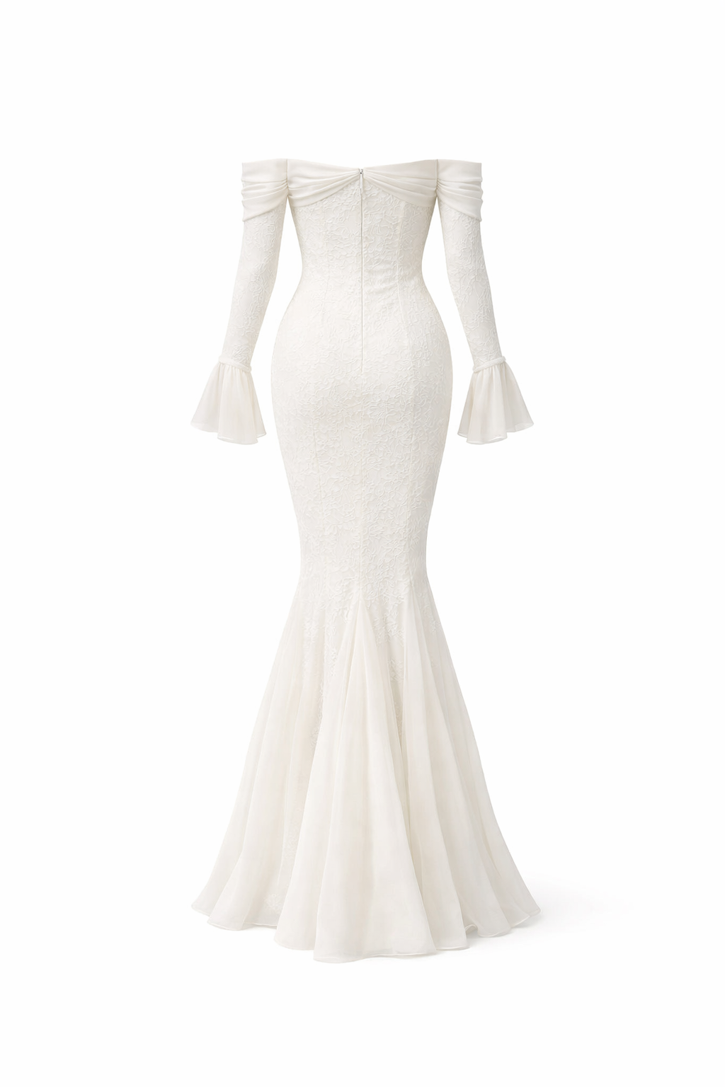 ODETTE GOWN — Off-Shoulder Mermaid with Bell Sleeves