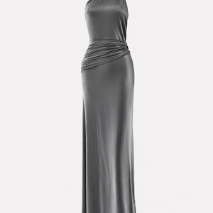 SEDONA GOWN — Asymmetrisches Neckholderkleid mit Taillendetail aus Metall