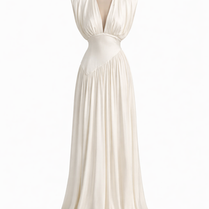 Solène — Draped Plunge Maxi Dress