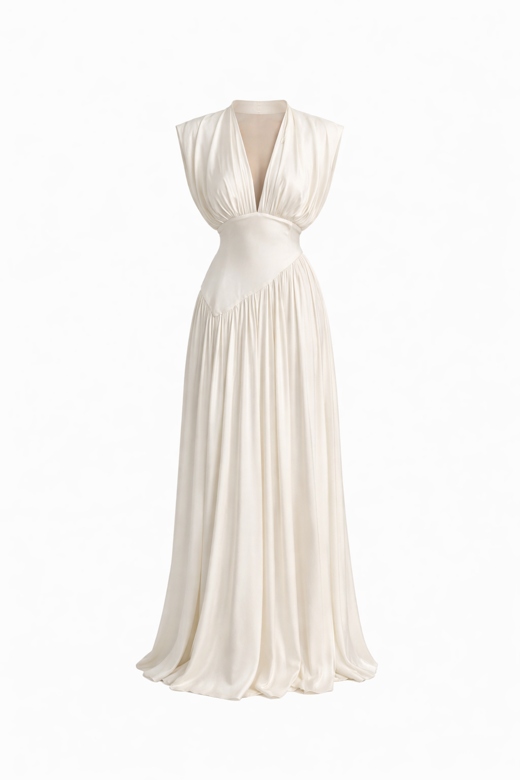Solène — Draped Plunge Maxi Dress