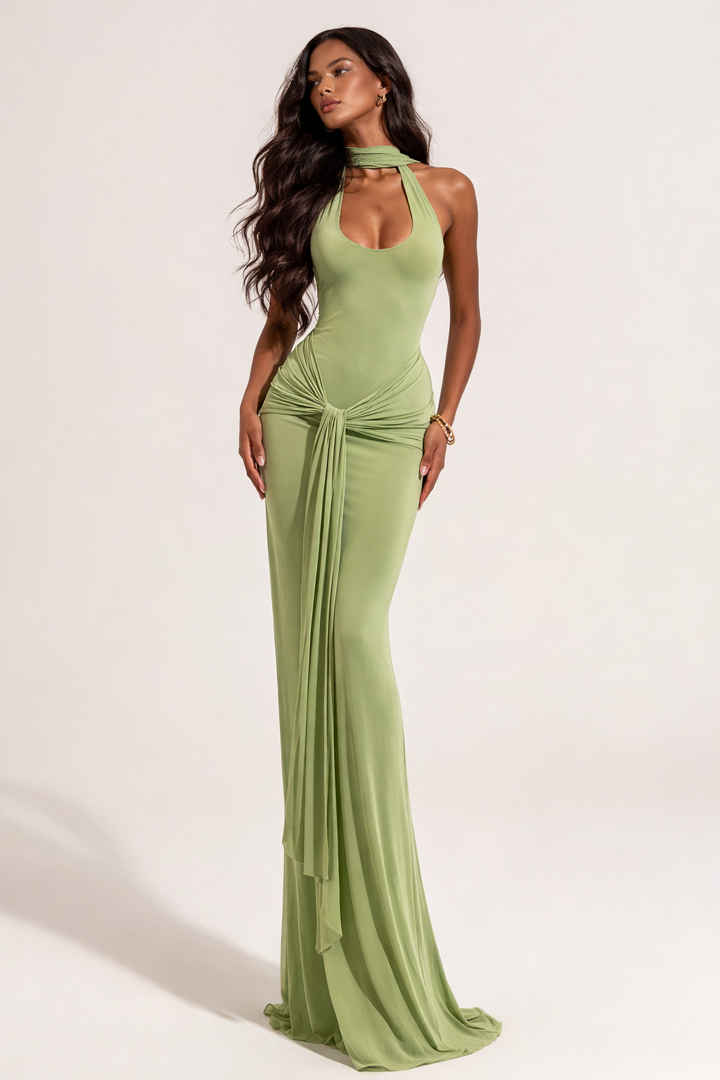 Riviera Drape Halter Maxi