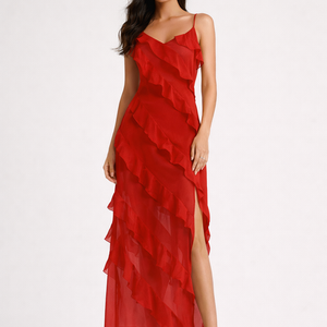 Solea Ruffle Chiffon Maxi Dress