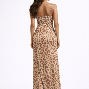Valeria Leopard Slip Maxi Dress