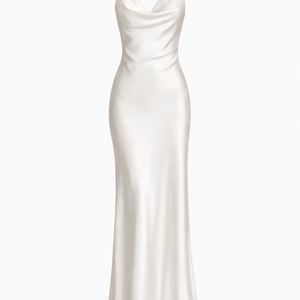Catalina Satin Maxi White Sleeveless Mid-Waist Dress