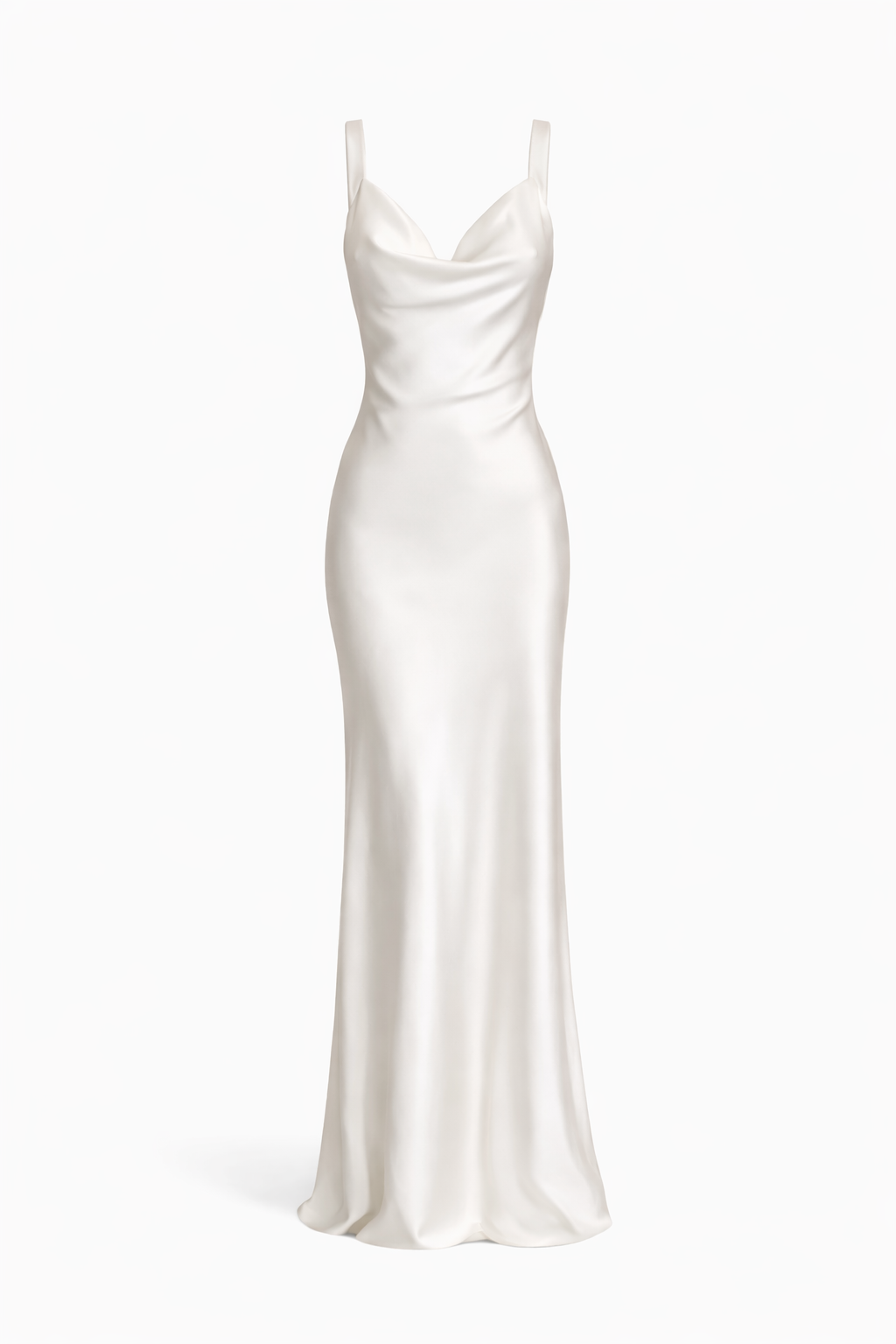 Catalina Satin Maxi White Sleeveless Mid-Waist Dress