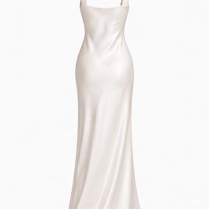 Catalina Satin Maxi White Sleeveless Mid-Waist Dress