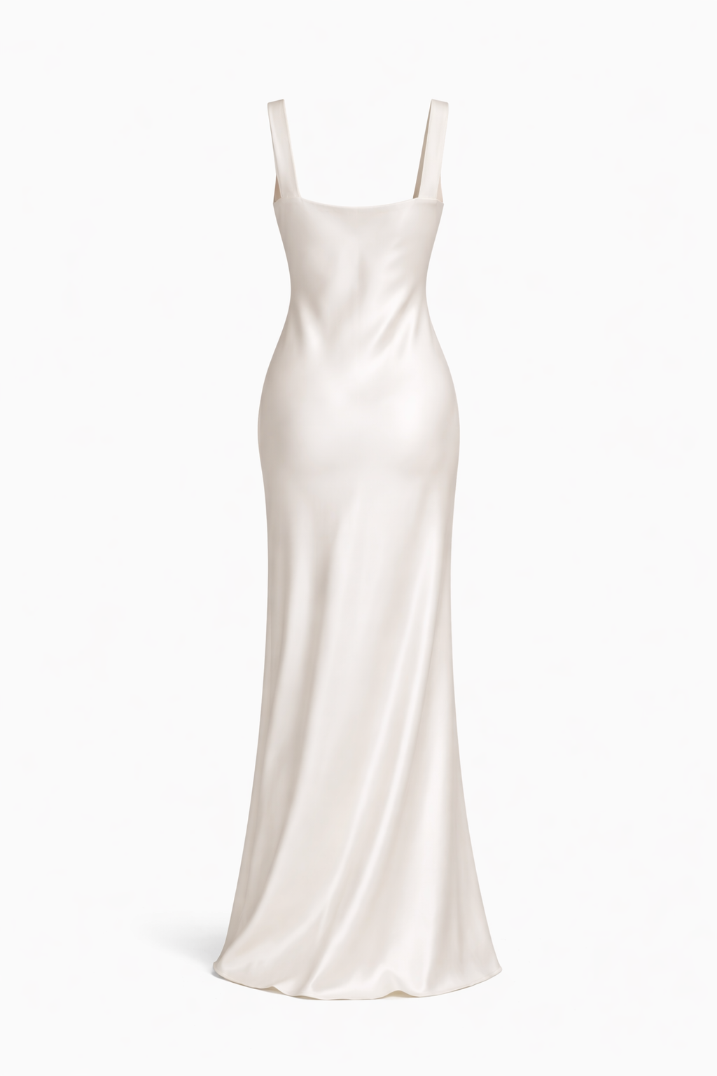 Catalina Satin Maxi White Sleeveless Mid-Waist Dress