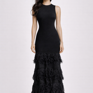 Midirüschenkleid Raven Fringe