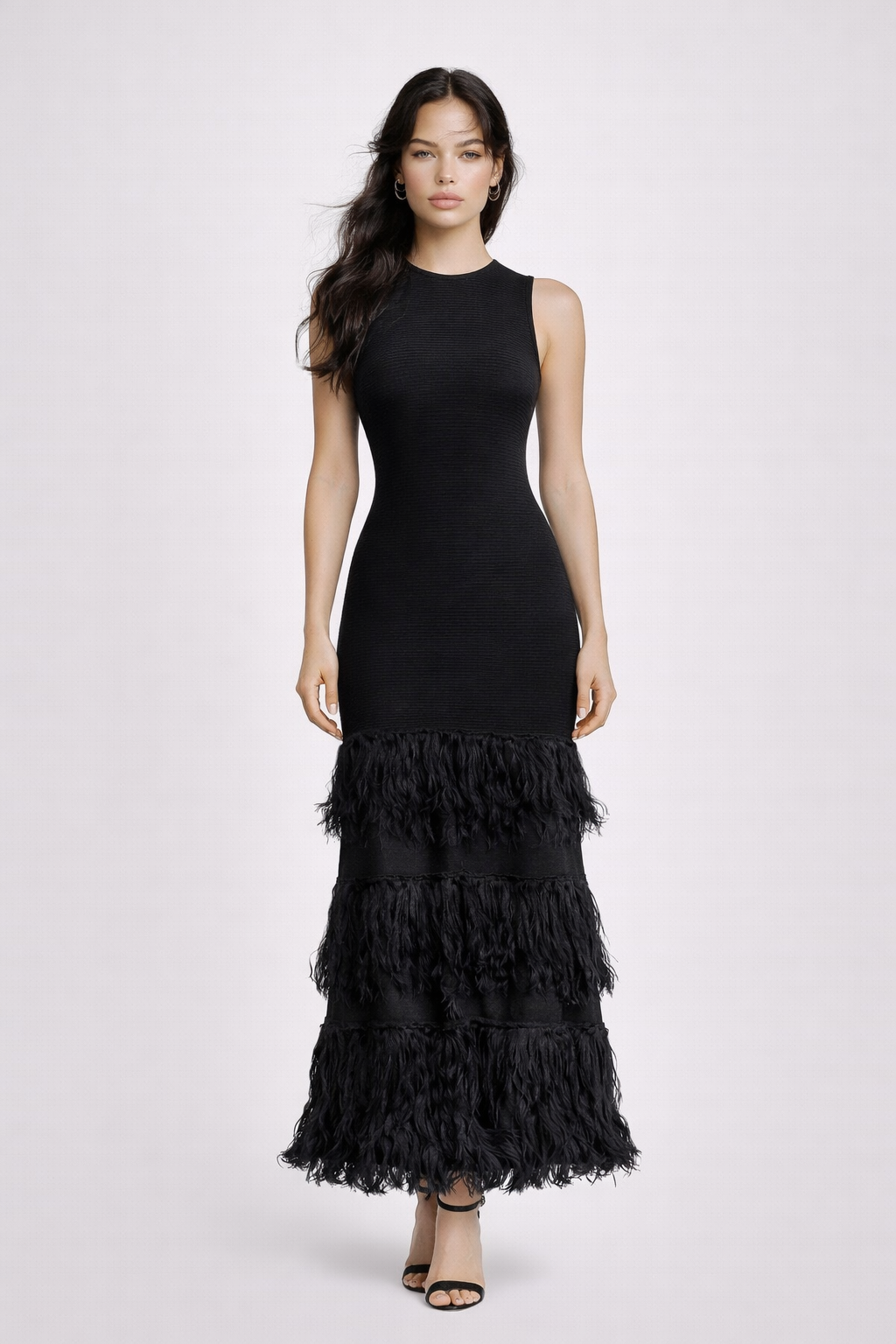 Midirüschenkleid Raven Fringe
