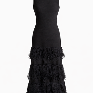 Midirüschenkleid Raven Fringe