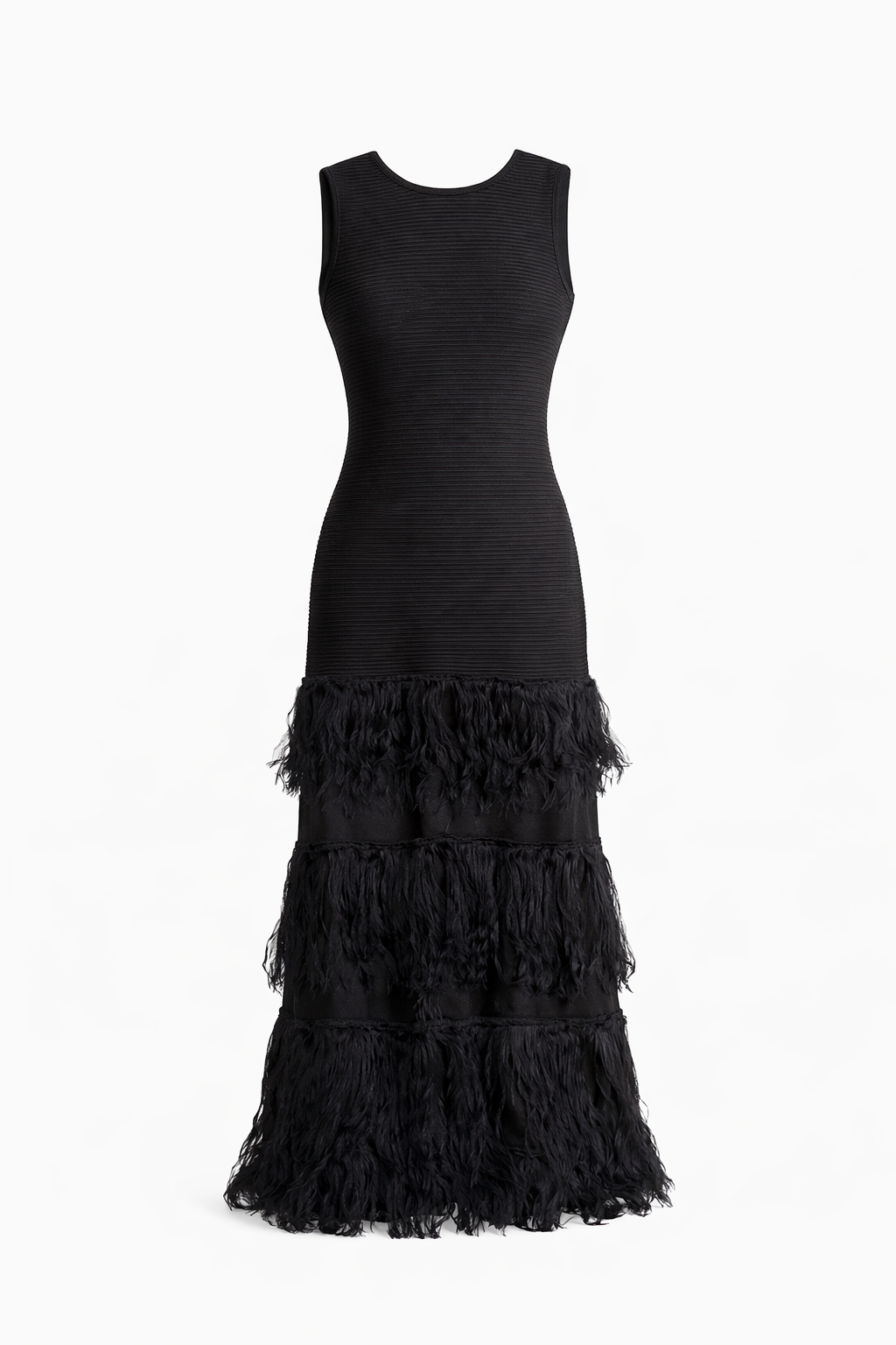 Midirüschenkleid Raven Fringe