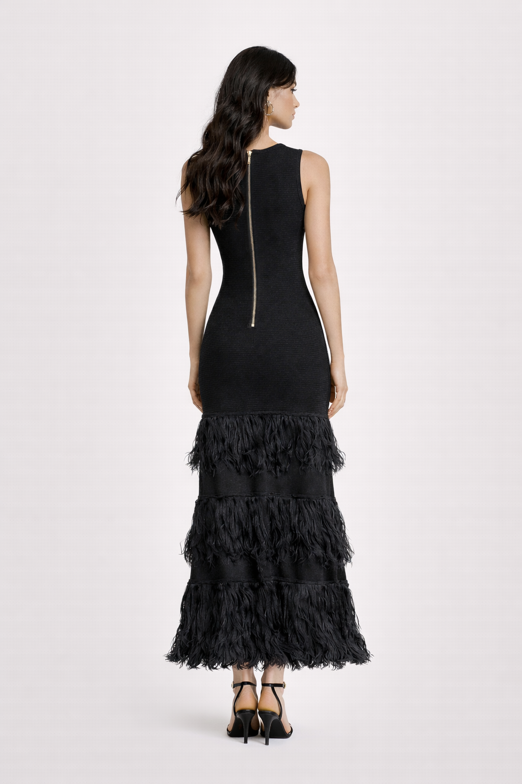 Midirüschenkleid Raven Fringe