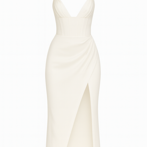 The “Milan” Mocha Satin Midi Dress