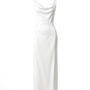 THE CATALINA SATIN MAXI — White Sleeveless Mid-Waist Dress
