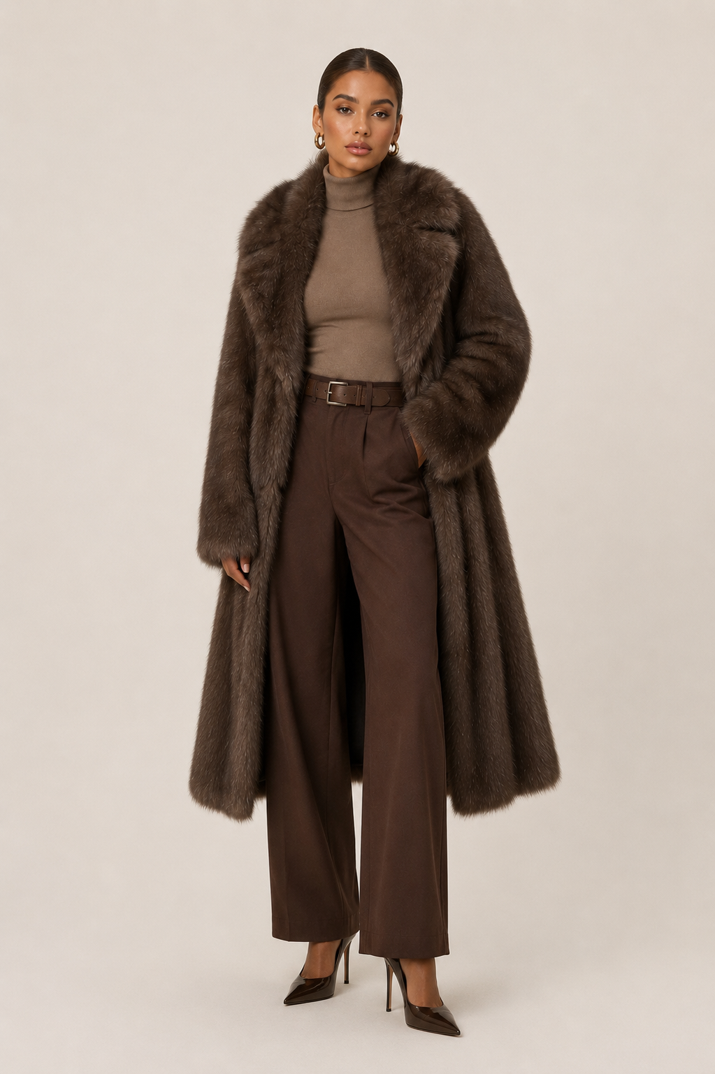 ARIA COAT — Longline Faux Fur Winter Coat