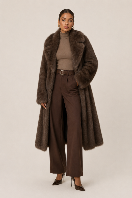 ARIA COAT — Longline Faux Fur Winter Coat