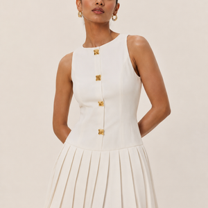 CELINE MINI — Pleated Button-Front Dress