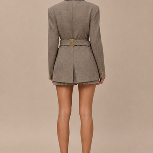 SIENNA BLAZER — Cinched-Waist Heritage Check