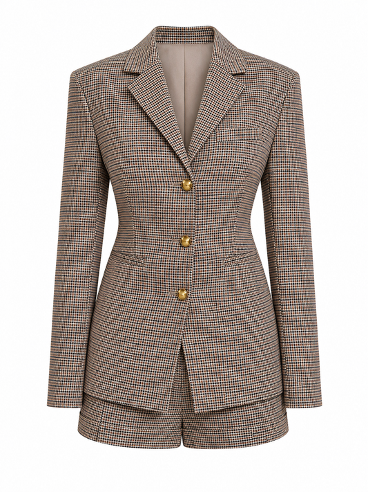 SIENNA BLAZER — Cinched-Waist Heritage Check