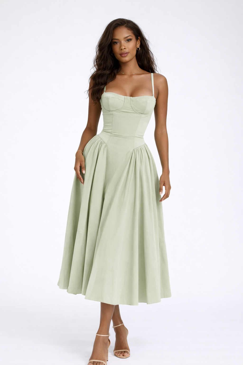 LYS DRESS — Strapless Structured Midi with Full Skirt