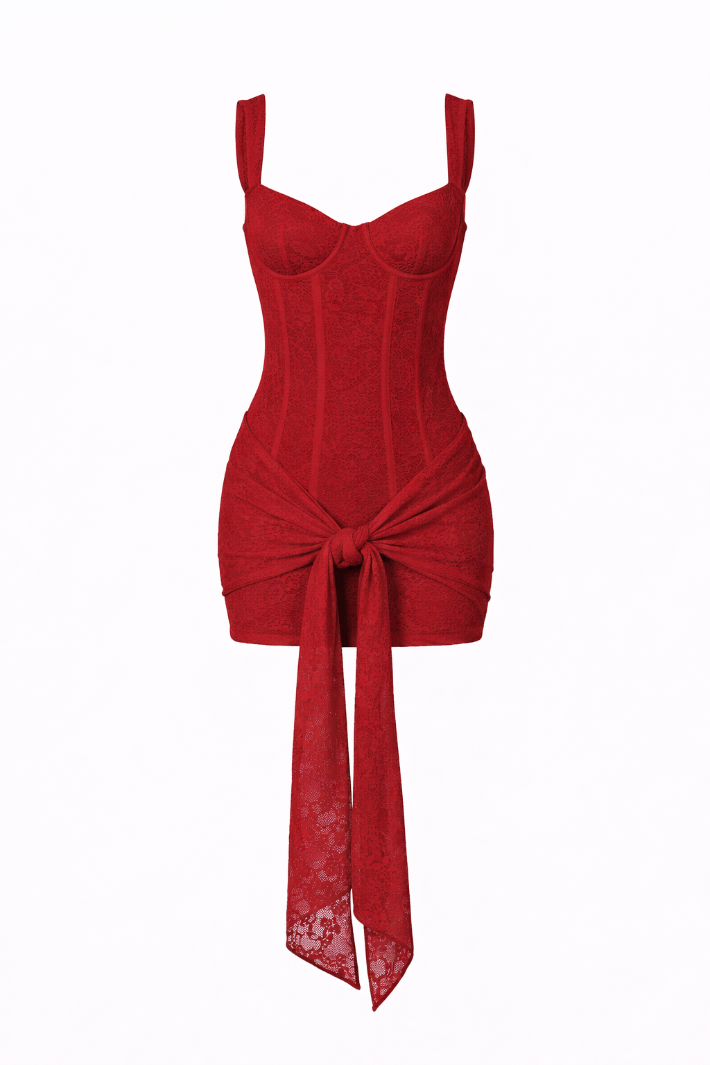 VALENTINA DRESS — Lace Corset Mini with Draped Skirt