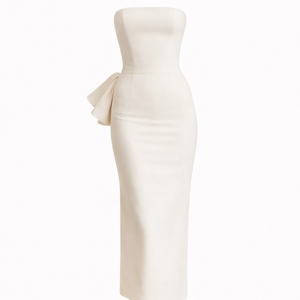 Margot Bow-Back Strapless Midi Dress
