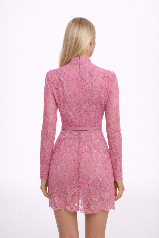 Rosalie Lace Belted Mini Dress