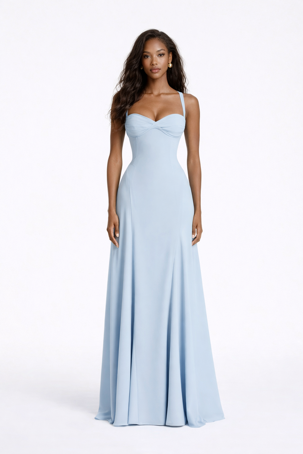 NEMA DRESS — Corset-Back Maxi with Soft Drape
