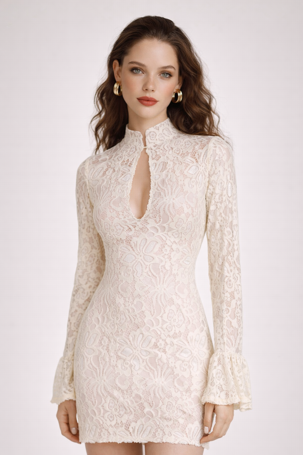 Delilah Lace Keyhole Mini Dress