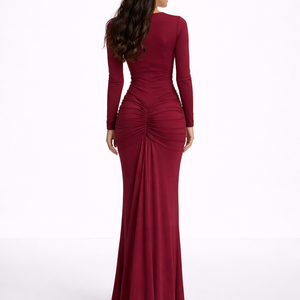 Elara Draped Plunge Maxi Dress