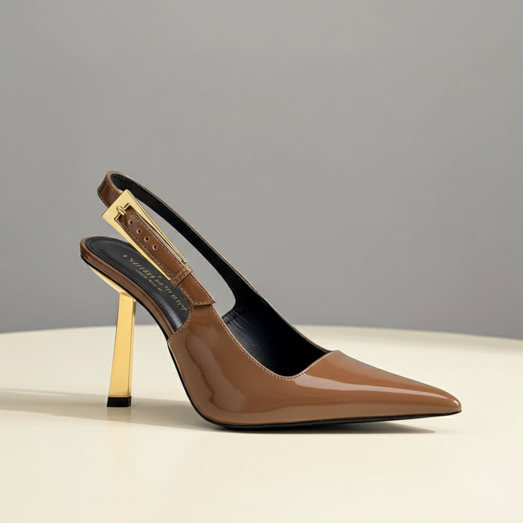 THE CAPRI SLINGBACK — Pointed-Toe Croc-Embossed Stiletto