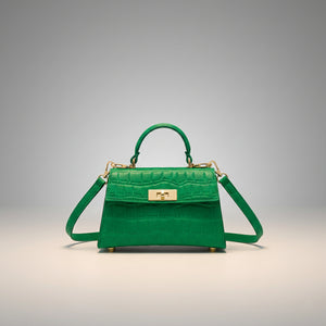 SIENNA BAG — Structured Croc-Embossed Mini Top-Handle