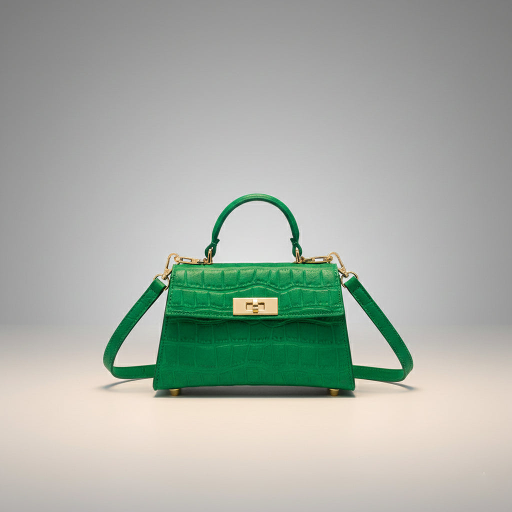 SIENNA BAG — Structured Croc-Embossed Mini Top-Handle