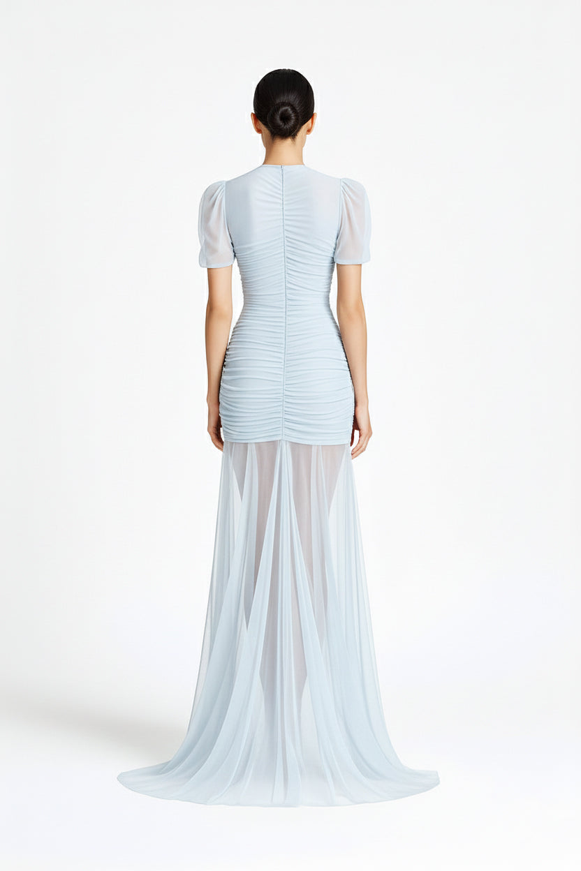 THE AURA MESH DRAPE DRESS