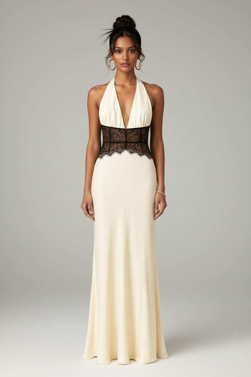 Sienna Lace Halter Gown