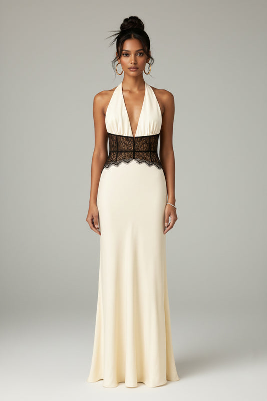 Sienna Lace Halter Gown
