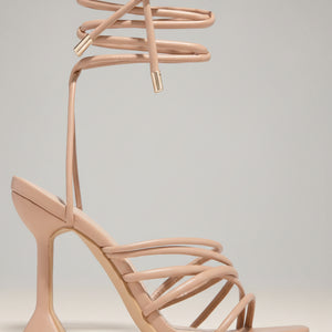 Zafira Strappy Lace-Up Sculptural Heel Sandals