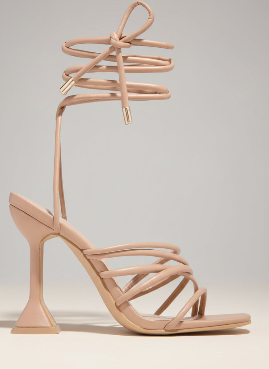 Zafira Strappy Lace-Up Sculptural Heel Sandals