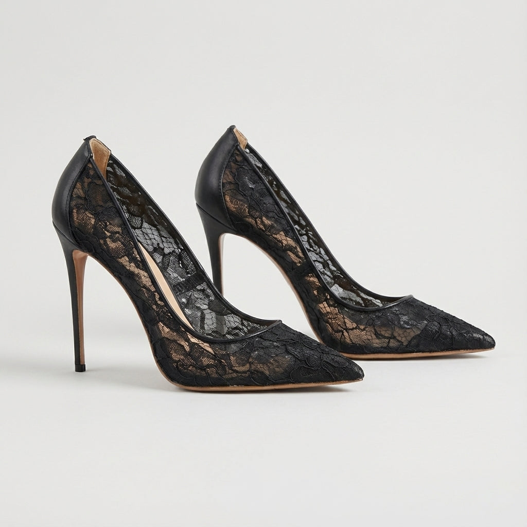 Scarlett Lace Pointed Stiletto Pumps