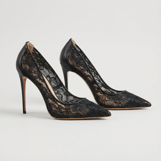Scarlett Lace Pointed Stiletto Pumps