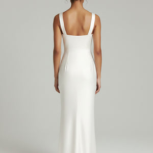 Catalina Satin Maxi White Sleeveless Mid-Waist Dress
