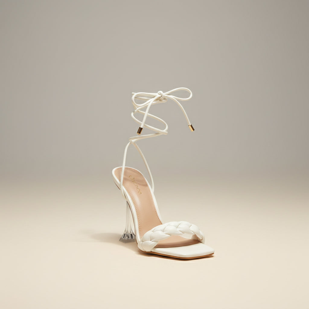 Aria Braided Lace-Up Stiletto Sandals