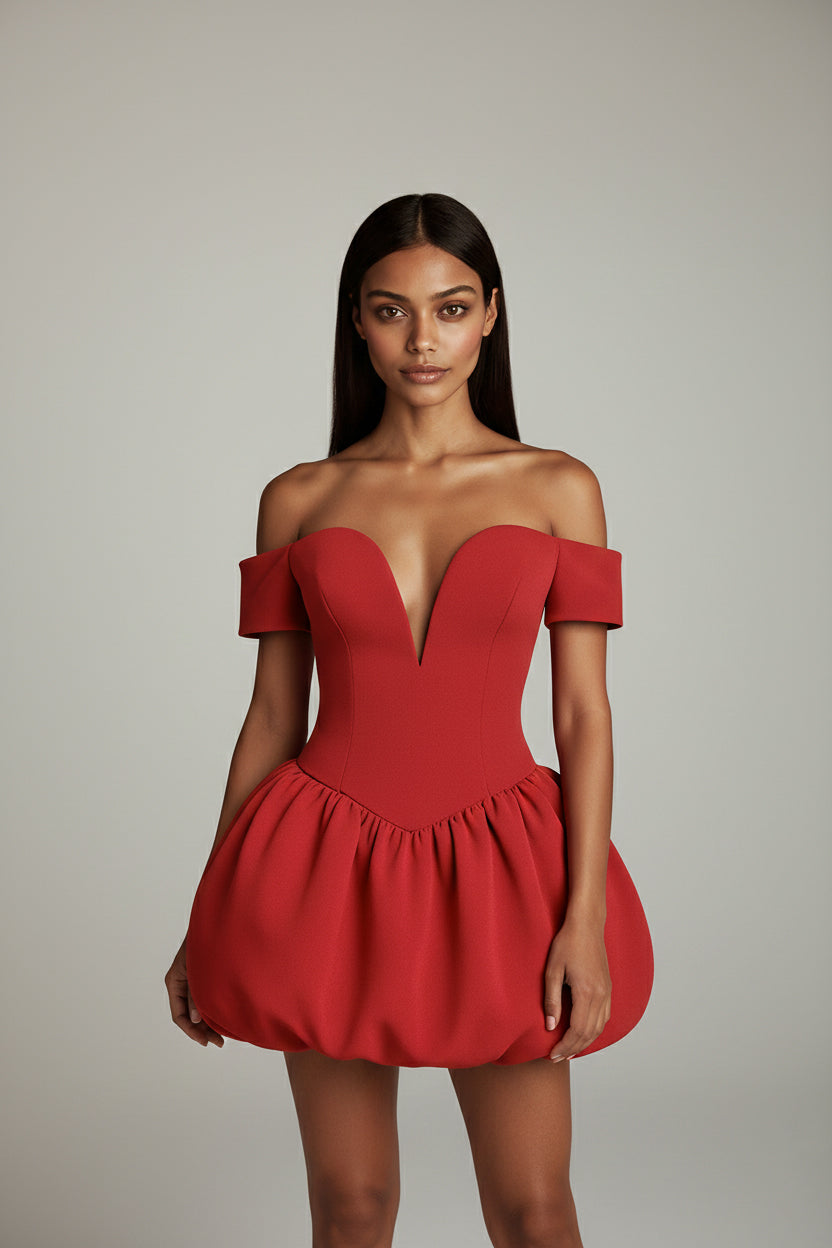 THE COLETTE SCULPTED PUFF MINI DRESS