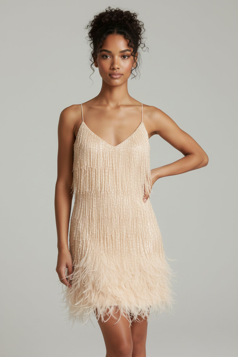 Paloma Feather Tassel Mini Dress