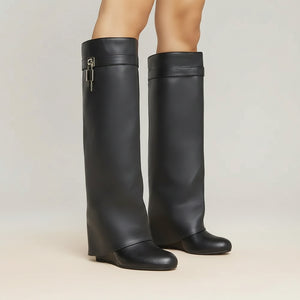 THE AXIS BOOT — Knee-High Wedge Boot with Side Zip