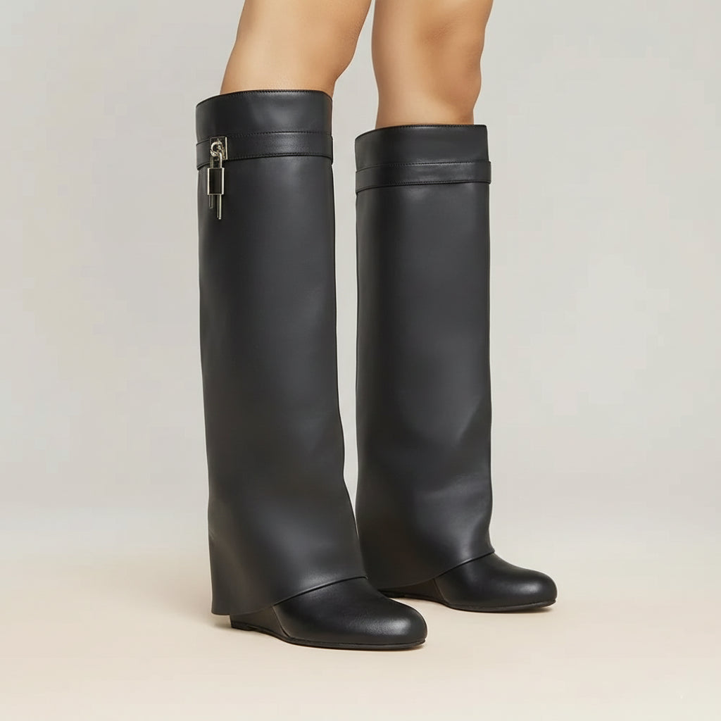 THE AXIS BOOT — Knee-High Wedge Boot with Side Zip