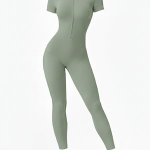 MERIDIAN JUMPSUIT — High-Neck Zip-Front Bodysuit